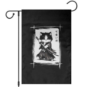 Vintage Japanese Art Samurai Cat Garden Flag Sumie Kawaii Cat Lover Gift