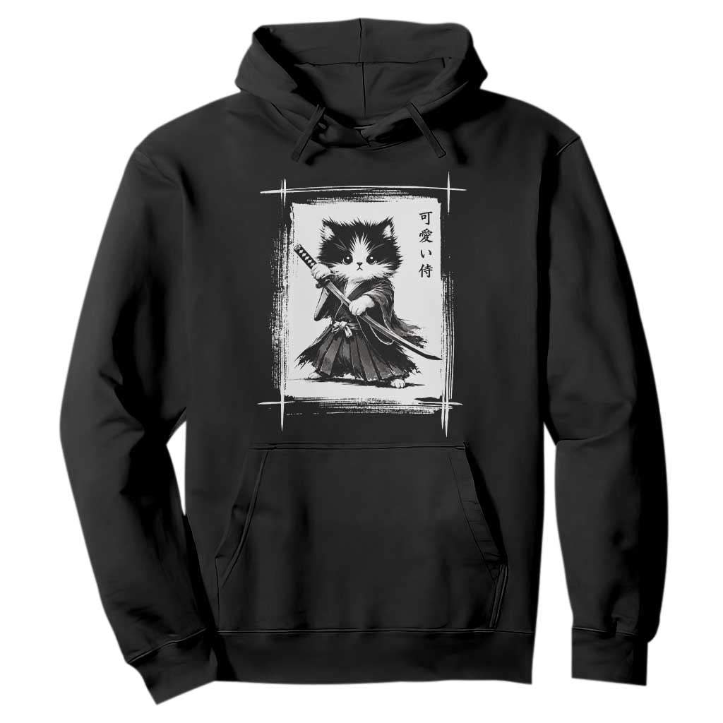 Vintage Japanese Art Samurai Cat Hoodie Sumie Kawaii Cat Lover Gift