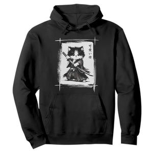 Vintage Japanese Art Samurai Cat Hoodie Sumie Kawaii Cat Lover Gift
