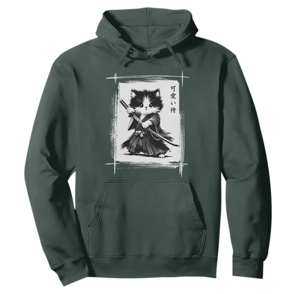 Vintage Japanese Art Samurai Cat Hoodie Sumie Kawaii Cat Lover Gift
