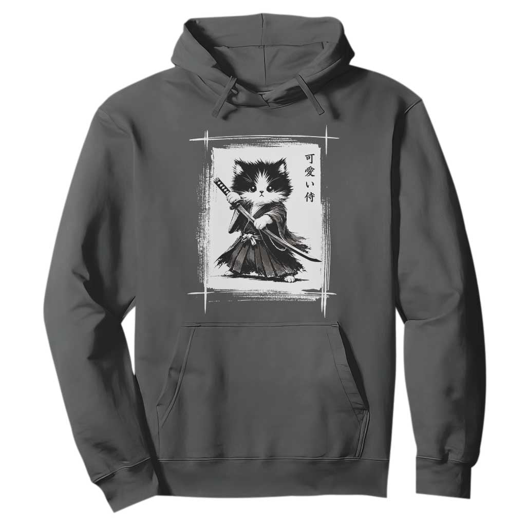 Vintage Japanese Art Samurai Cat Hoodie Sumie Kawaii Cat Lover Gift