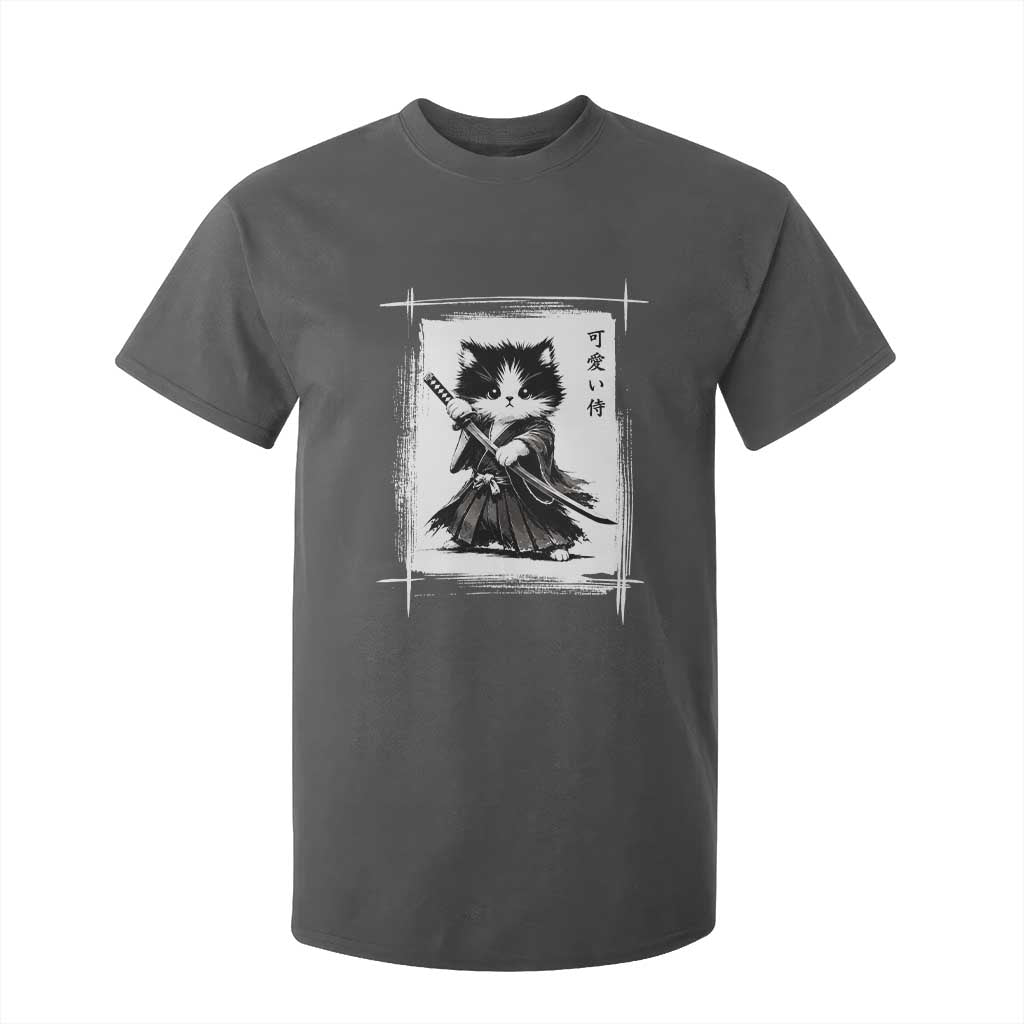 Vintage Japanese Art Samurai Cat T Shirt For Kid Sumie Kawaii Cat Lover Gift