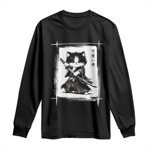 Vintage Japanese Art Samurai Cat Long Sleeve Shirt Sumie Kawaii Cat Lover Gift