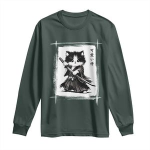 Vintage Japanese Art Samurai Cat Long Sleeve Shirt Sumie Kawaii Cat Lover Gift