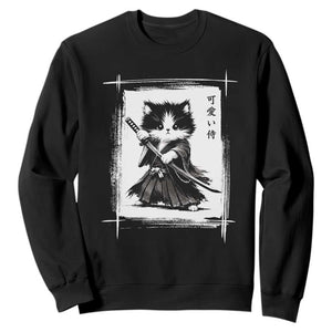 Vintage Japanese Art Samurai Cat Sweatshirt Sumie Kawaii Cat Lover Gift