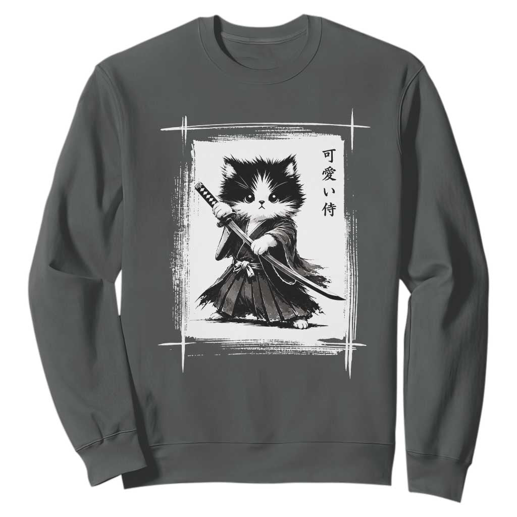 Vintage Japanese Art Samurai Cat Sweatshirt Sumie Kawaii Cat Lover Gift