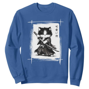 Vintage Japanese Art Samurai Cat Sweatshirt Sumie Kawaii Cat Lover Gift