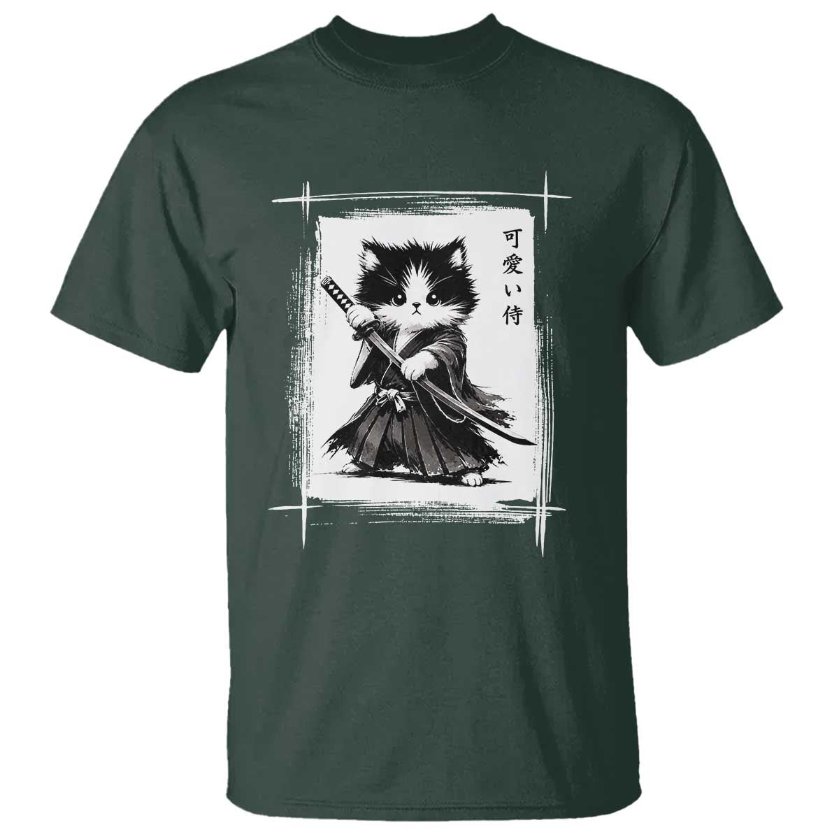 Vintage Japanese Art Samurai Cat T Shirt Sumie Kawaii Cat Lover Gift