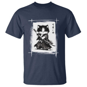 Vintage Japanese Art Samurai Cat T Shirt Sumie Kawaii Cat Lover Gift