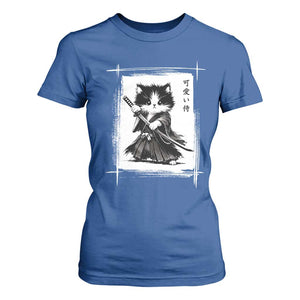 Vintage Japanese Art Samurai Cat T Shirt For Women Sumie Kawaii Cat Lover Gift