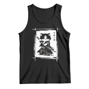 Vintage Japanese Art Samurai Cat Tank Top Sumie Kawaii Cat Lover Gift