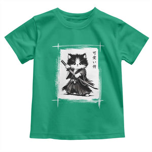 Vintage Japanese Art Samurai Cat Toddler T Shirt Sumie Kawaii Cat Lover Gift