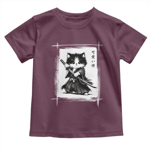 Vintage Japanese Art Samurai Cat Toddler T Shirt Sumie Kawaii Cat Lover Gift