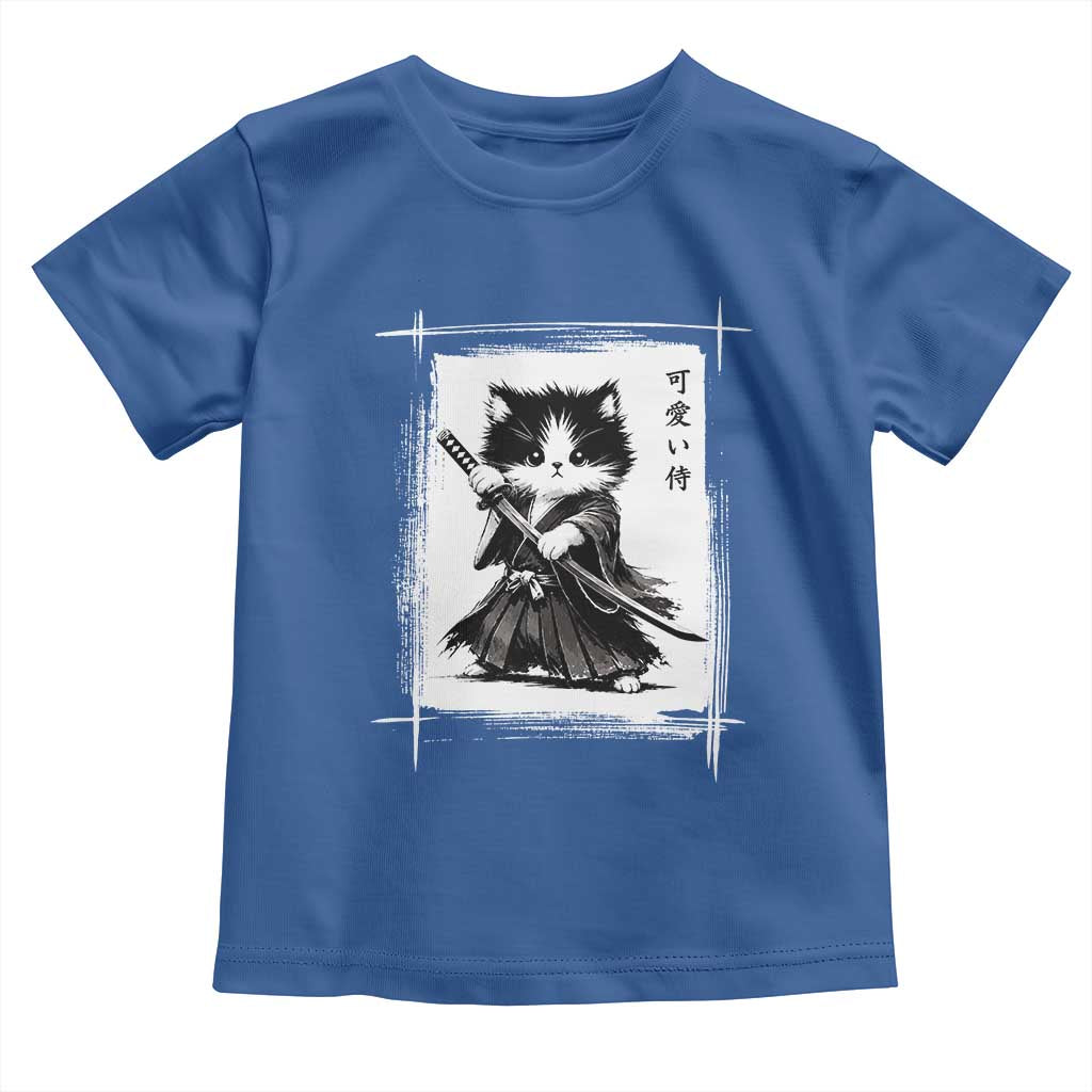 Vintage Japanese Art Samurai Cat Toddler T Shirt Sumie Kawaii Cat Lover Gift
