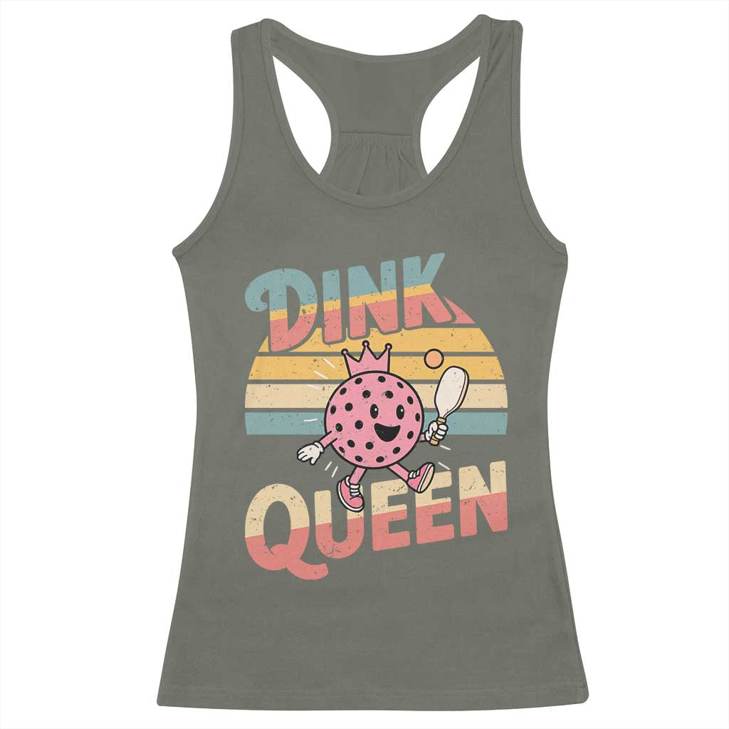 Pickleball Girl Lover Racerback Tank Top Dink Queen TS12 Military Green Print Your Wear