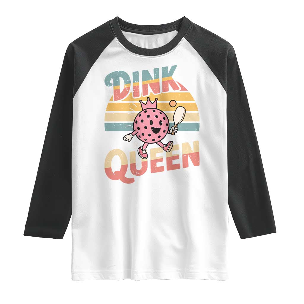 Pickleball Girl Lover Raglan Shirt Dink Queen TS12 White Black Print Your Wear