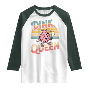 Pickleball Girl Lover Raglan Shirt Dink Queen TS12 White Dark Forest Green Print Your Wear