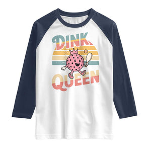 Pickleball Girl Lover Raglan Shirt Dink Queen TS12 White Navy Print Your Wear