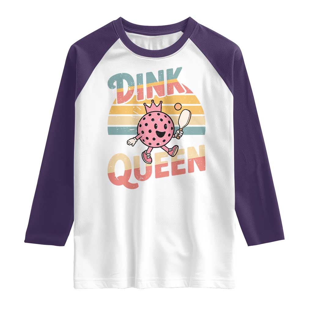 Pickleball Girl Lover Raglan Shirt Dink Queen TS12 White Purple Print Your Wear