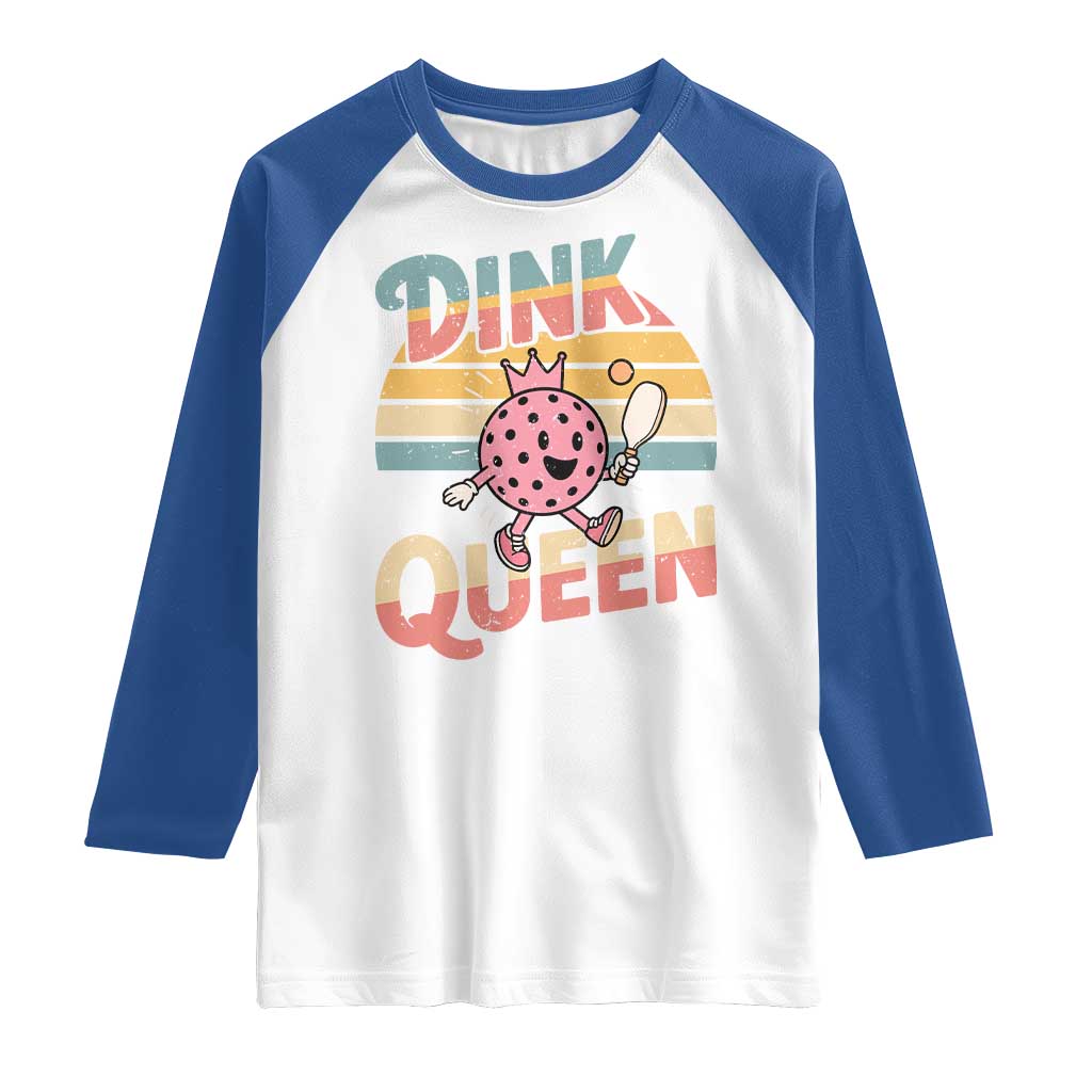 Pickleball Girl Lover Raglan Shirt Dink Queen TS12 White Royal Print Your Wear