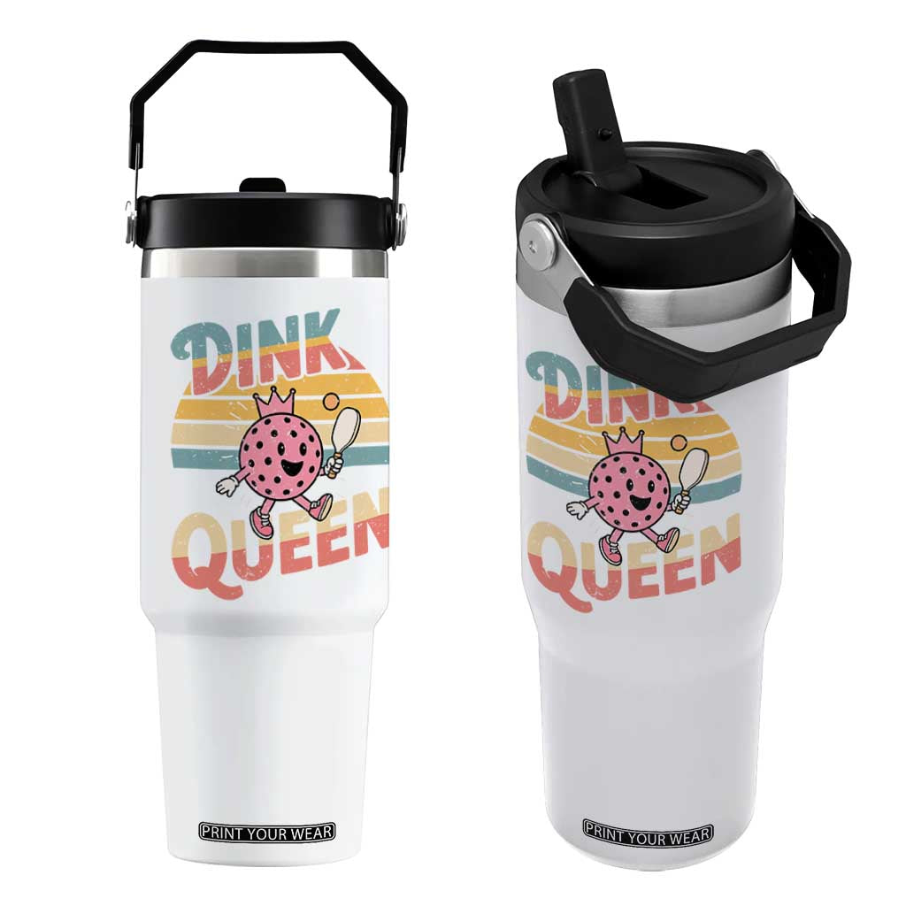 Pickleball Girl Lover Flip Straw Tumbler Dink Queen TS12 One Size: 30 oz White Print Your Wear