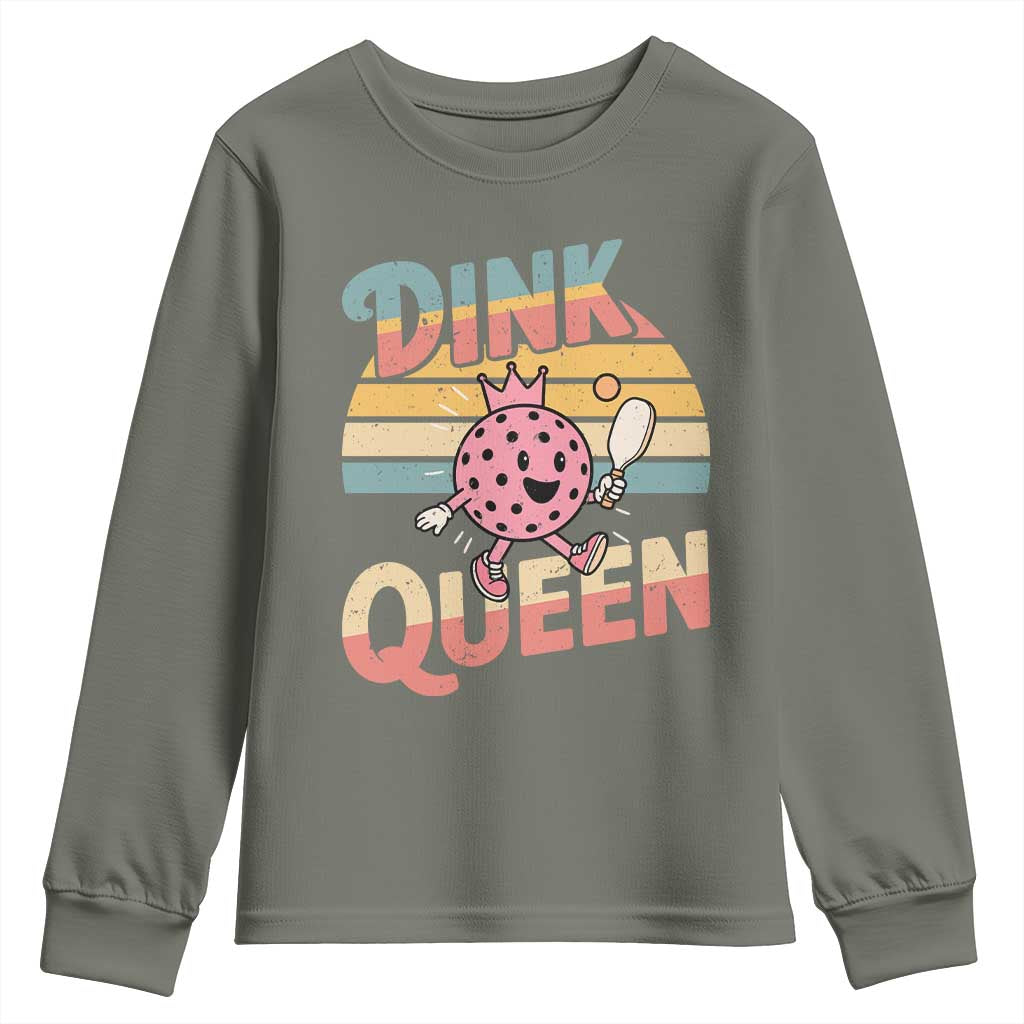 Pickleball Girl Lover Youth Sweatshirt Dink Queen TS12 Military Green Print Your Wear