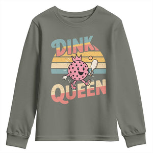 Pickleball Girl Lover Youth Sweatshirt Dink Queen TS12 Military Green Print Your Wear