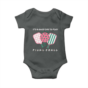 Pickleball Girl Lover Baby Onesie It Is A Good Day To Play Quote TS12 Dark Heather Print Your Wear