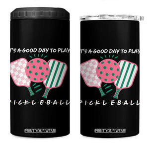 Pickleball Girl Lover 4 in 1 Can Cooler Tumbler It Is A Good Day To Play Quote TS12 One Size: 16 oz Black Print Your Wear