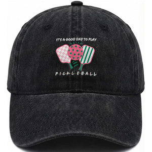 Pickleball Girl Lover Washed Cotton Baseball Cap It Is A Good Day To Play Quote TS12 Print Your Wear