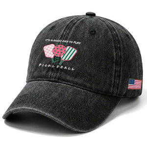 Pickleball Girl Lover Washed Cotton Baseball Cap It Is A Good Day To Play Quote TS12 Print Your Wear