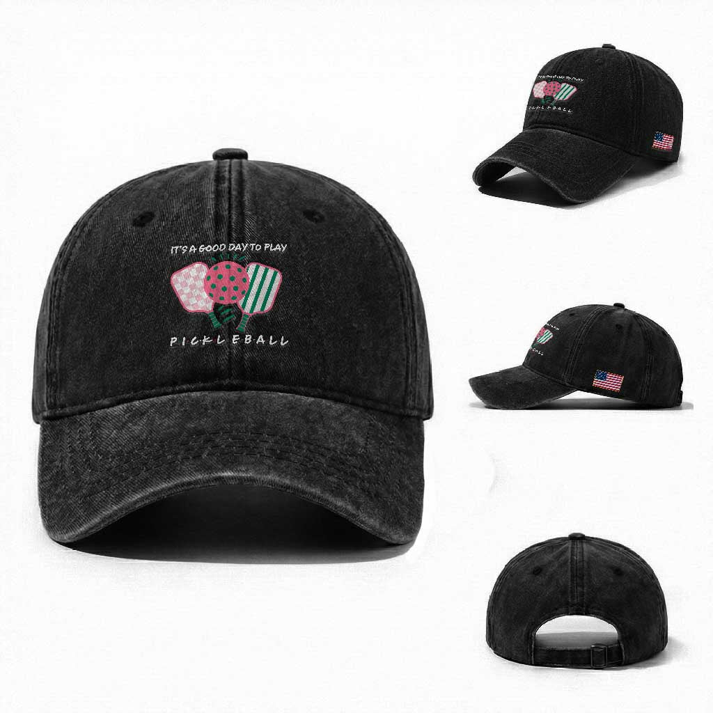 Pickleball Girl Lover Washed Cotton Baseball Cap It Is A Good Day To Play Quote TS12 Washed Cap Universal Fit Black Print Your Wear