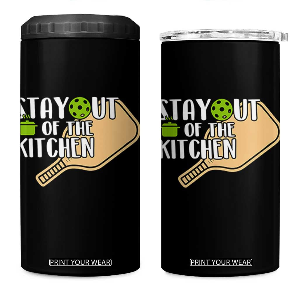 Funny Pickleball 4 in 1 Can Cooler Tumbler Stay Out Of The Kitchen TS12 One Size: 16 oz Black Print Your Wear