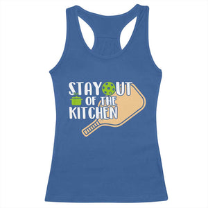 Funny Pickleball Racerback Tank Top Stay Out Of The Kitchen TS12 Royal Blue Print Your Wear