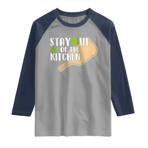 Funny Pickleball Raglan Shirt Stay Out Of The Kitchen TS12 Sport Gray Navy Print Your Wear