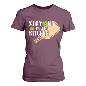 Funny Pickleball T Shirt For Women Stay Out Of The Kitchen TS12 Maroon Print Your Wear