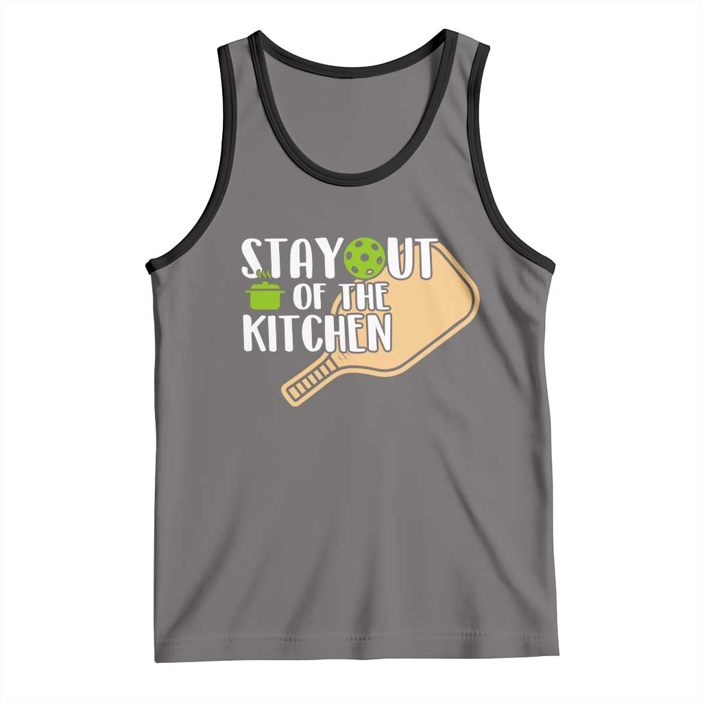 Funny Pickleball Tank Top Stay Out Of The Kitchen TS12 Deep Heather Black Print Your Wear