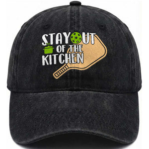 Funny Pickleball Washed Cotton Baseball Cap Stay Out Of The Kitchen TS12 Print Your Wear