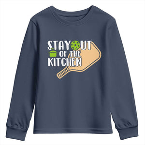 Funny Pickleball Youth Sweatshirt Stay Out Of The Kitchen TS12 Navy Print Your Wear