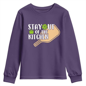 Funny Pickleball Youth Sweatshirt Stay Out Of The Kitchen TS12 Purple Print Your Wear