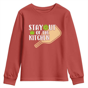 Funny Pickleball Youth Sweatshirt Stay Out Of The Kitchen TS12 Red Print Your Wear