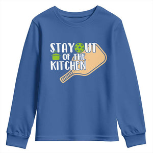 Funny Pickleball Youth Sweatshirt Stay Out Of The Kitchen TS12 Royal Blue Print Your Wear