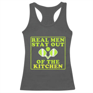 Funny Pickleball Racerback Tank Top Stay Out Of The Kitchen For Men TS12 Dark Heather Print Your Wear
