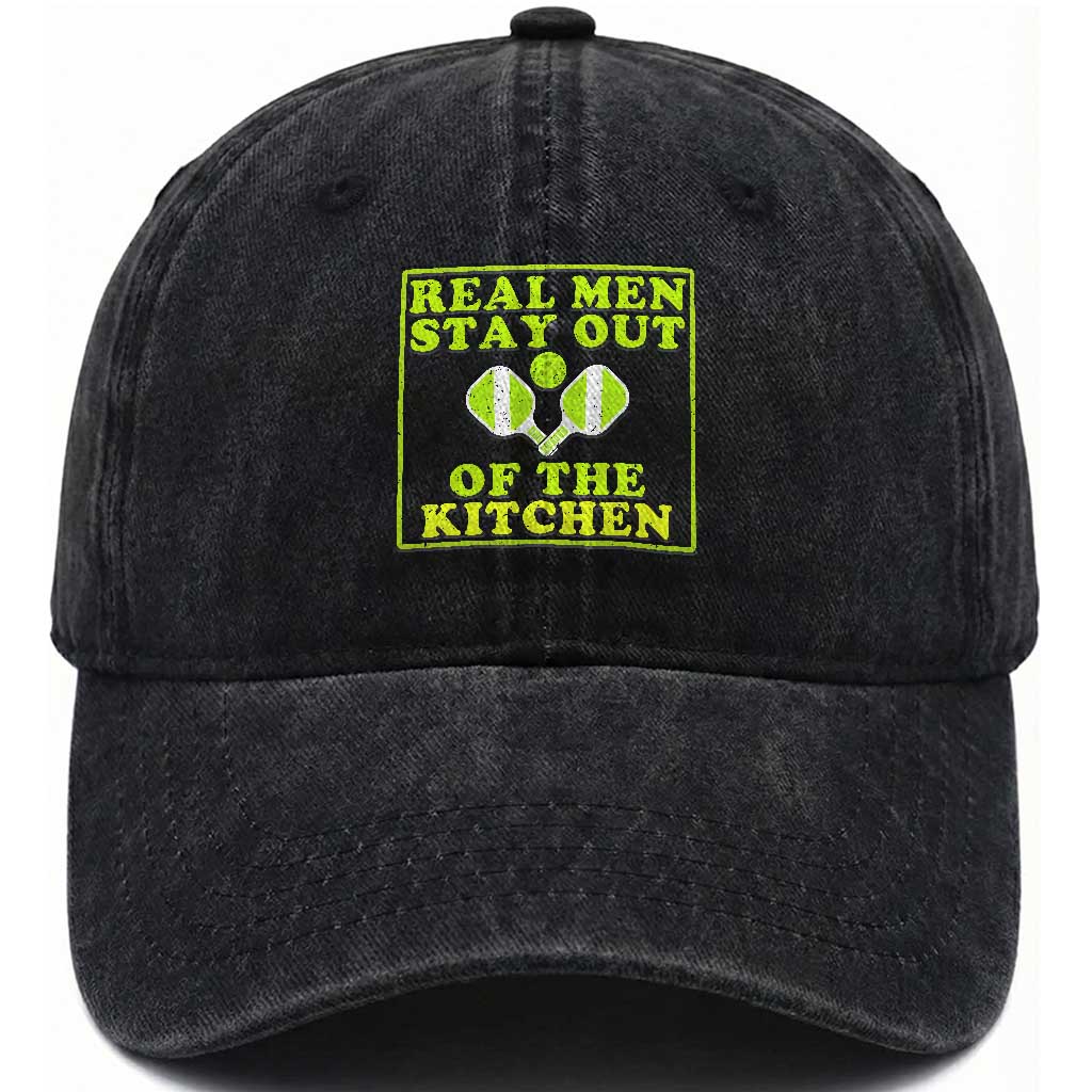 Funny Pickleball Washed Cotton Baseball Cap Stay Out Of The Kitchen For Men TS12 Print Your Wear