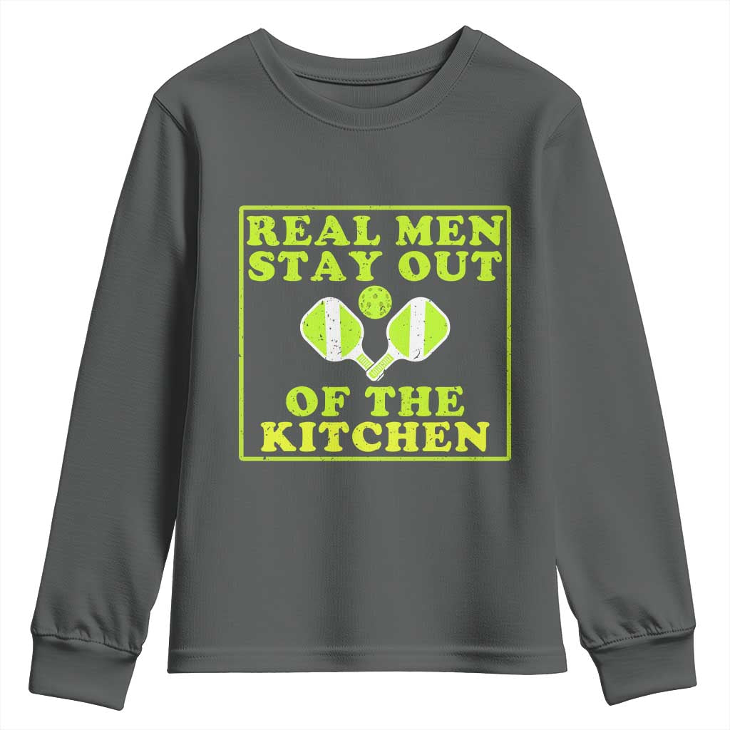 Funny Pickleball Youth Sweatshirt Stay Out Of The Kitchen For Men TS12 Dark Heather Print Your Wear