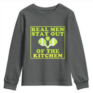 Funny Pickleball Youth Sweatshirt Stay Out Of The Kitchen For Men TS12 Dark Heather Print Your Wear