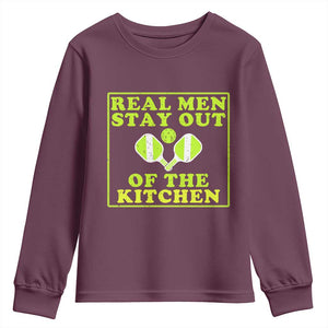 Funny Pickleball Youth Sweatshirt Stay Out Of The Kitchen For Men TS12 Maroon Print Your Wear