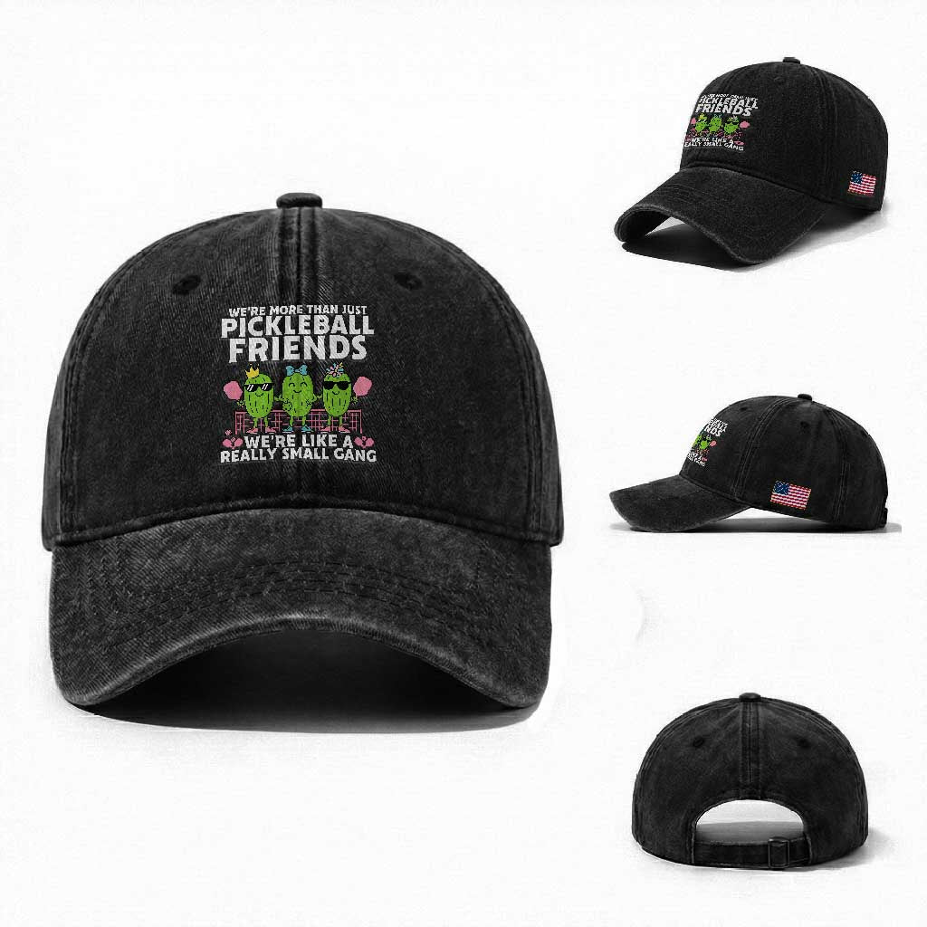 Pickleball Lovers Washed Cotton Baseball Cap We Are More Than Just Pickleball Friends TS12 Washed Cap Universal Fit Black Print Your Wear