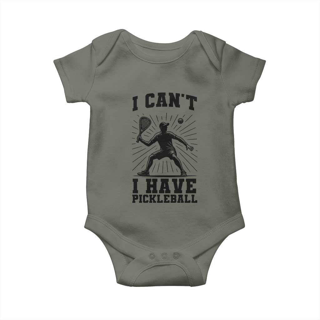 I Can Not I Have Pickleball Baby Onesie Pickleball Game Gift TS12 Military Green Print Your Wear