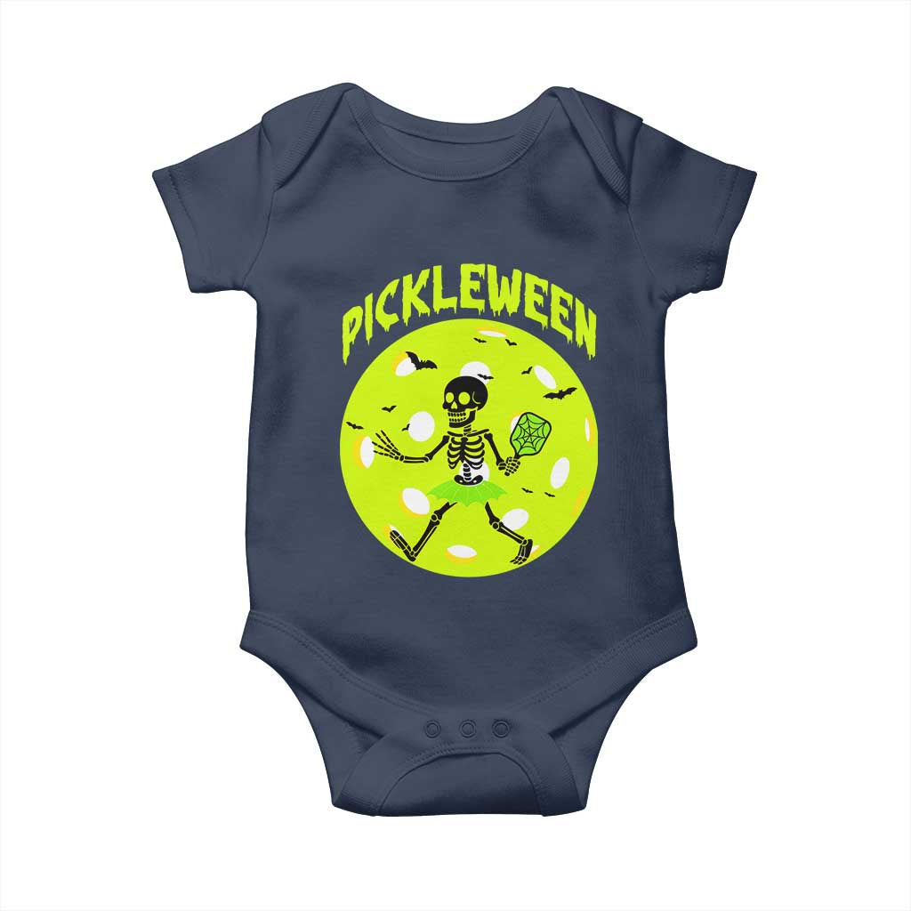 Funny Halloween Pickleball Lovers Baby Onesie Pickleween TS12 Navy Print Your Wear